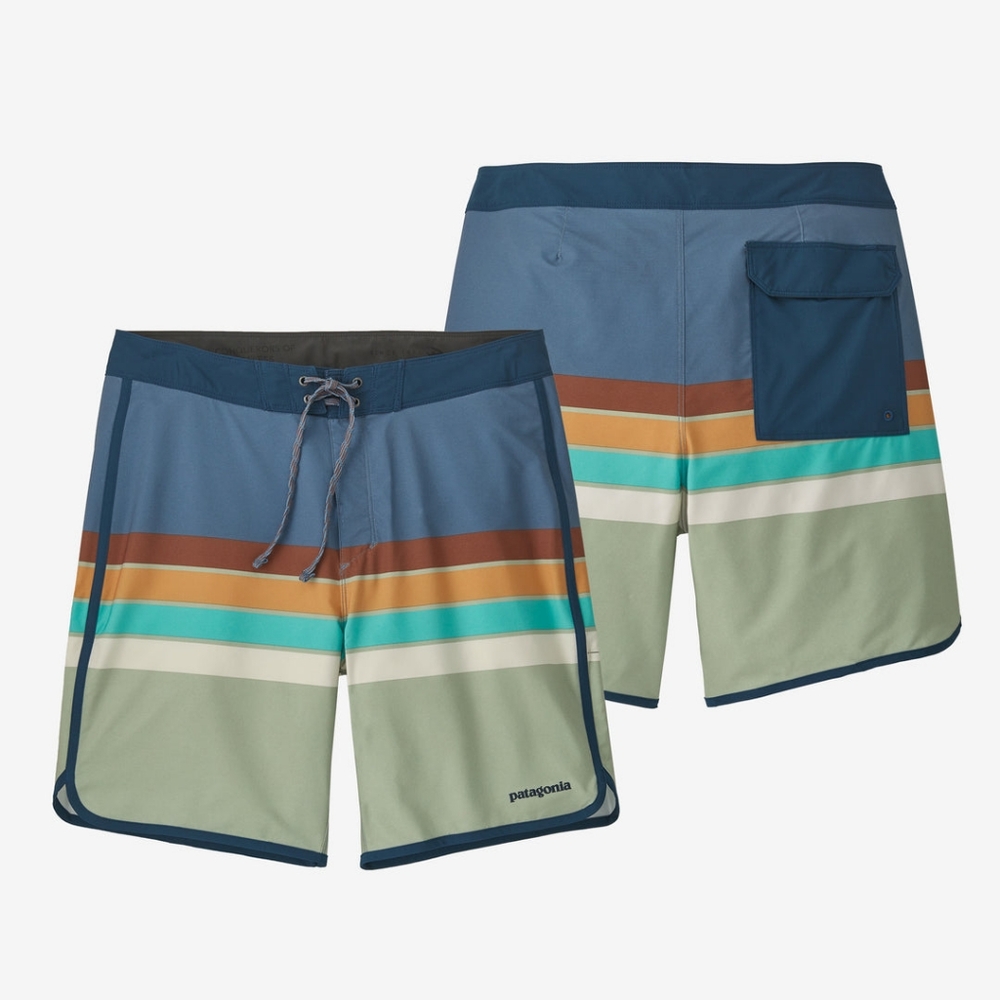 Patagonia 18in Santa Cruz Stripe long,Pigeon blue swimsuit size 34